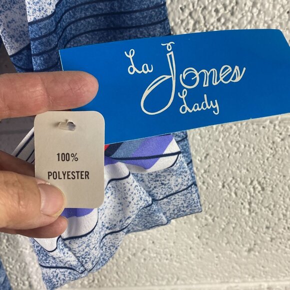 Vintage Polyester Striped Dress La Jones Lady Size 16.5 Large New NWT - Picture 5 of 10